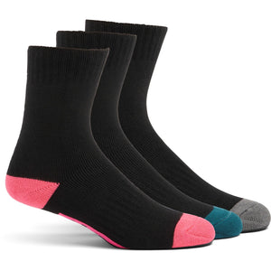 Hard Yakka Women's Core Bamboo Rich Padded Crew Sock - 3 Pack - Multicoloured