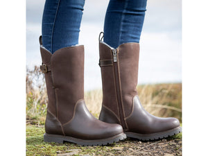 Bareback Quebec Waterproof Zip-up Fur Lined Boots - Brown