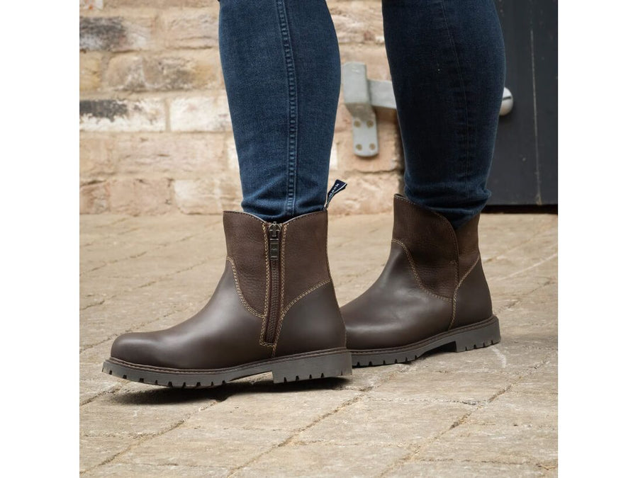 Quebec Waterproof Zip Up Ankle Boots - Brown