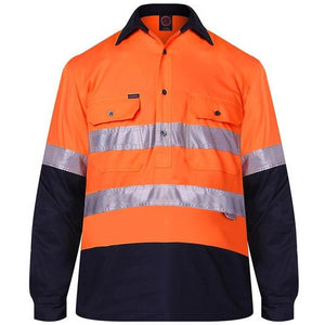 Cotton Closed Front Long Sleeved Work Shirt with 3M tape (Non ISO 20471) - RM107VCFR