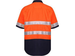 Ritemate Cotton Open Front Short Sleeved Work Shirt with 3M Tape (Non ISO 20471) - RM107V2RS