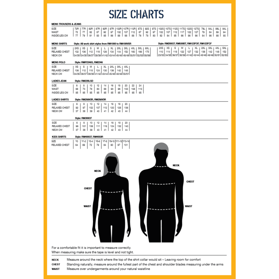 Ritemate Size Chart