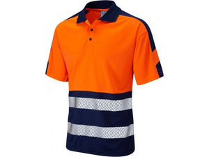 Leo Watersmeet ISO 20471 Class 1 Dual Colour Coolviz Plus Polo Shirt - Orange/Navy