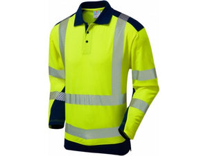 Leo Wringcliffe ISO 20471 Class 2 Coolviz Plus Polo Shirt - Yellow/Navy
