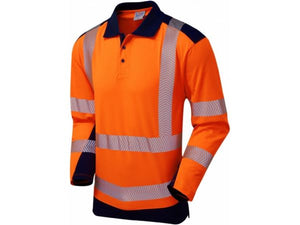 Leo Wringcliffe ISO 20471 Class 2 Coolviz Plus Polo Shirt - Orange/Navy