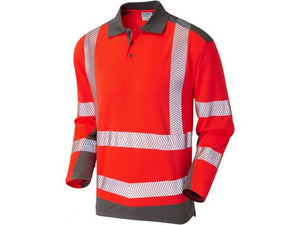 Leo Wringcliffe ISO 20471 Class 2 Coolviz Plus Polo Shirt - Red/Grey