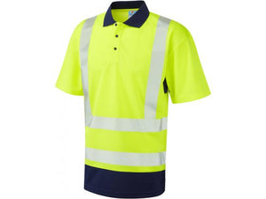 Leo Mortehoe ISO 20471 Class 2 Dual Colour Coolviz Plus Polo Shirt - Yellow/Navy