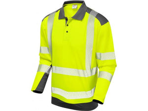 Leo Wringcliffe ISO 20471 Class 2 Coolviz Plus Polo Shirt - Yellow/Grey