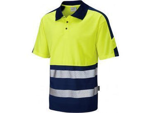 Leo Watersmeet ISO 20471 Class 1 Dual Colour Coolviz Plus Polo Shirt - Yellow/Navy