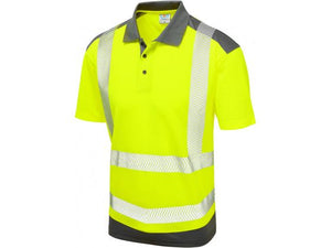 Leo Peppercombe ISO 20471 Class 2 Coolviz Plus Polo Shirt - Yellow/Grey